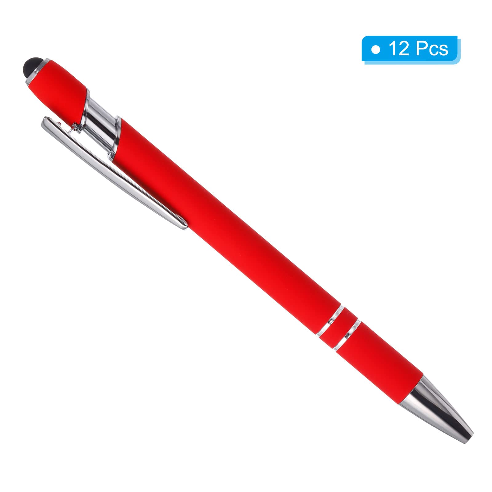 PATIKIL Ballpoint Pen with Stylus Tip, 12 Pack 2 in 1 Metal Pen Black Ink 1.0mm Medium Point Stylus Pen for Touch Screens Style 1, Red - Image 3