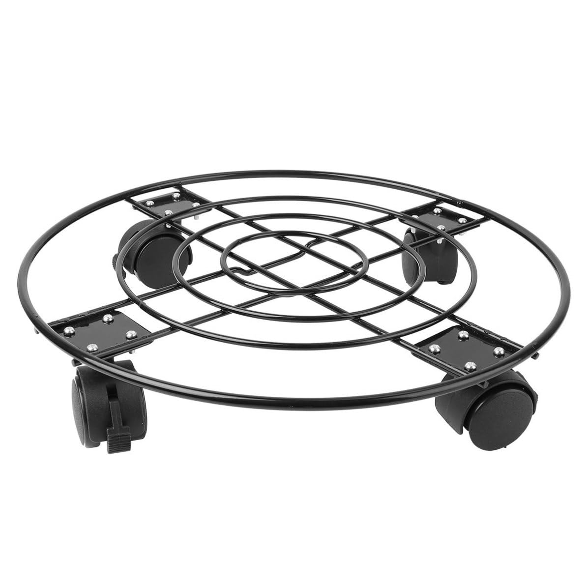 GOOHOCHY Iron Plant Stand with Wheels and Brake, 33cm Black