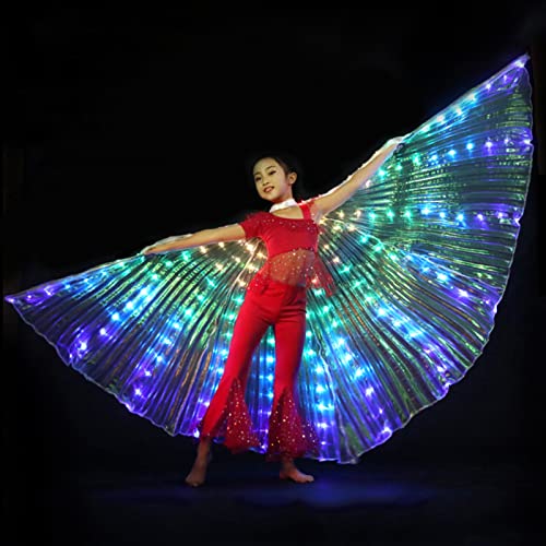 DASNTERED Ailes d'ISIS LED pour enfants, accessoires de performance de 360 degrés, ailes de papillon LED avec bâton pour carnaval, fête de scène, Halloween, Noël (lumières de couleur) Cover
