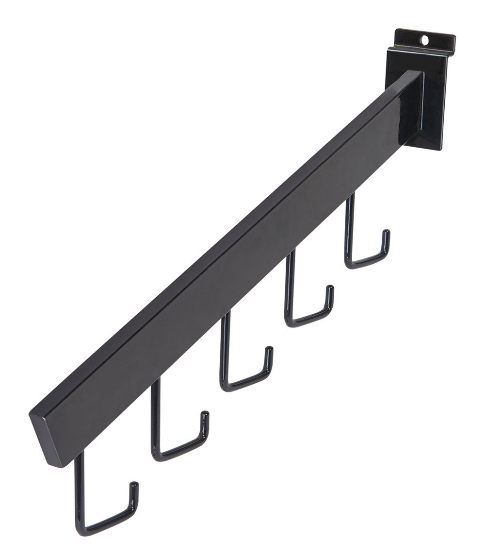 SSWBasics Black 5-J-Hook Dimensional Waterfall for Slatwall - Pack of 10- Black Waterfall J