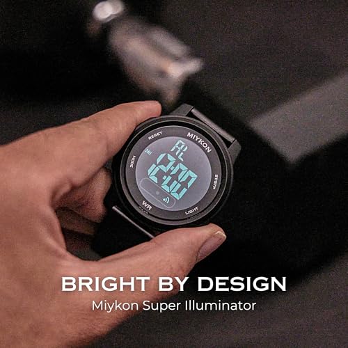 Image of Miykon Ultra-Thin Digital Watch for Men - Minimalist Waterproof Sports Watch with Large Easy to Read Display - Shockproof Resin, Super Illuminator, Stopwatch & Timer, Alarm, Dual Time, 24hr Military Time