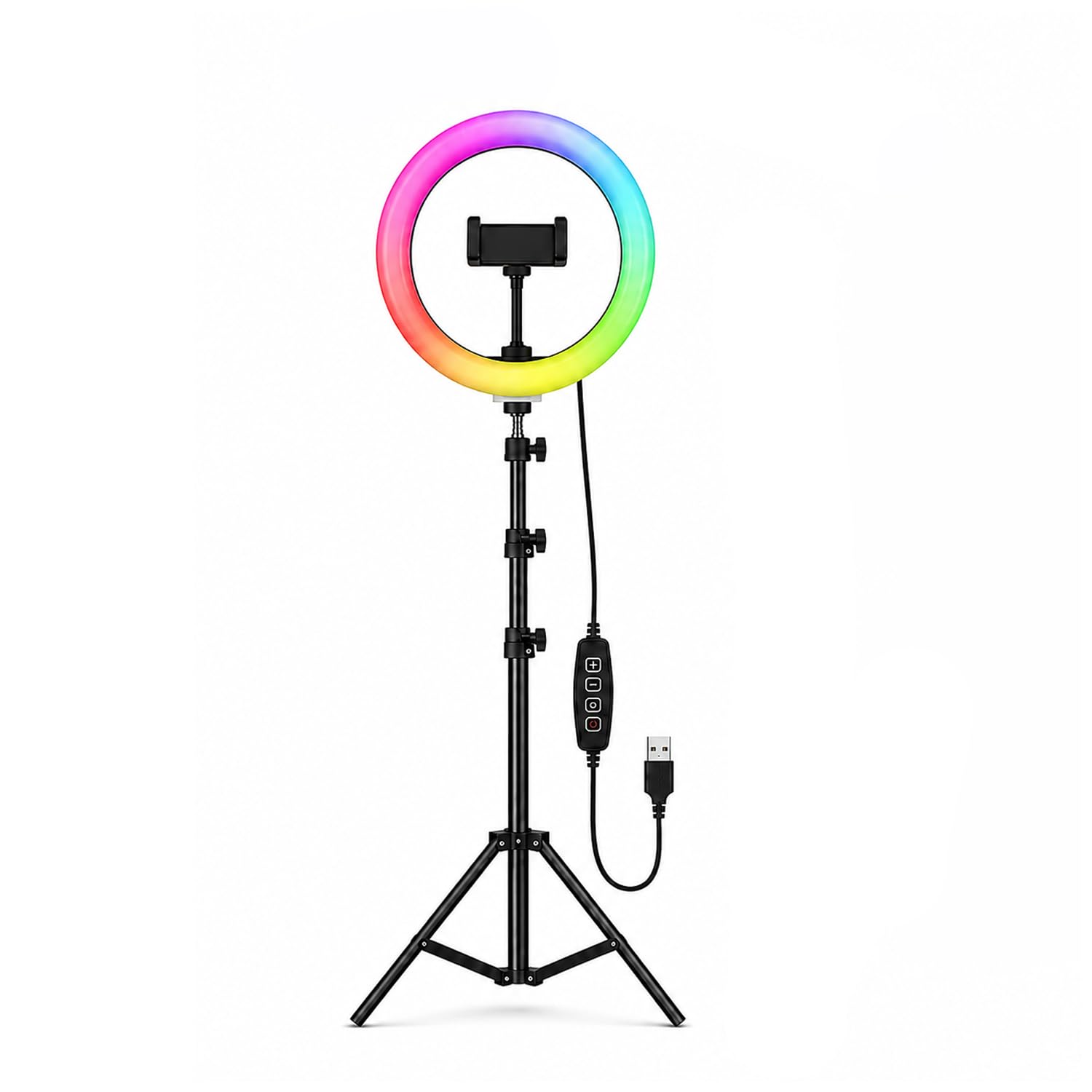 Bestor 10 Inch RGB Ring Light with 7 Ft Adjustable Tripod Stand, Phone Holder, USB Powered, 3 Light Modes, 10 Brightness Levels, Remote Control for Video Recording,-image-32