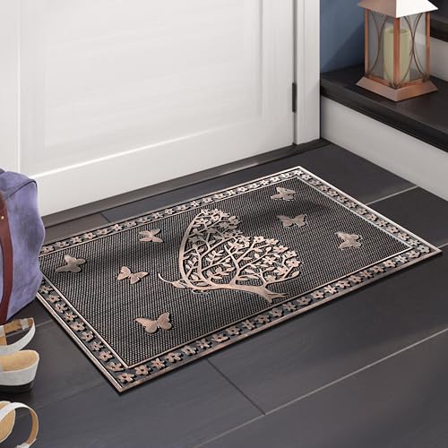 A1 Home Collections A1HOME200050 Floor Rubber Pin Fun Designed Welcome Door Mats For Indoor Outdoor Entrance, 18 Inch X 30", Shedding Tree With Butterflies thumb #5