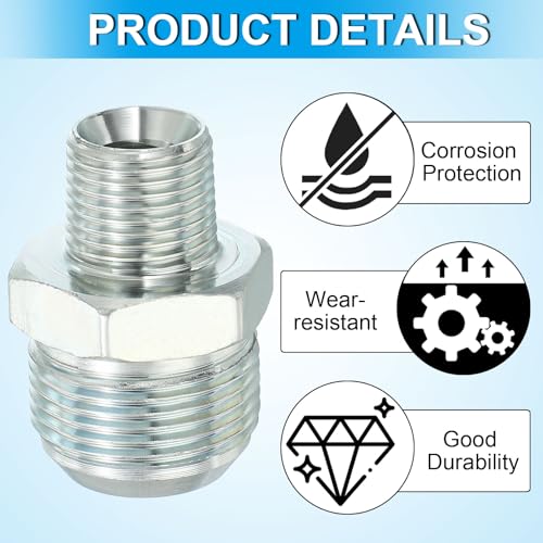 Image of PATIKIL Pipe Adapter Connector 1-5 /16 inch Male 74 Flare JIC x 1 /2 inch Male R Pipe Fitting 2 Pcs Oil Feed Restrictor Fitting Hydraulic Connector for Oil Steam Water Pipelines System