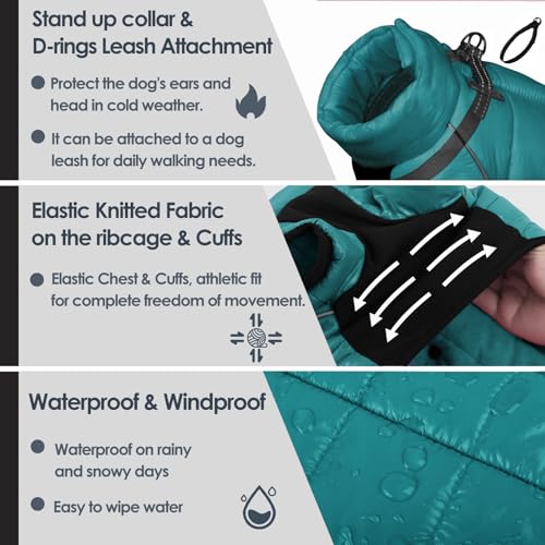 AOFITEE wasserdichte Hundemantel, Winter Warme Hundejacke für Kleine Mittel Hunde, Winddichte Hunde Wintermantel mit Reflektierender Streifen und Reißverschluss, Hund Schneeanzug mit Fleece