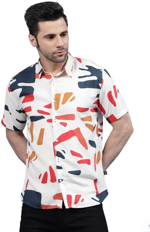 Rigo Rayon Printed Shirts for Men | Half Sleeves Hawaiian Shirts for Men | Summer Shirts Shirt for Men | Regular Fit, Casual Shirt | Beach | Goa | Party | Outing Wear Shirt for Boys and Men's