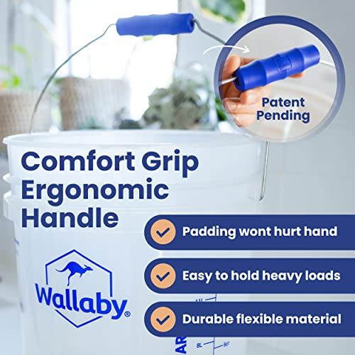 Wallaby 5-Gallon Bucket With Screw Top Lid - Durable Food-Grade Plastic Drum - Locklid Technology For Secure Seal & Ergonomic Grip Handle - Airtight Double Gasket - Easy Turn Design (Clear, 3-Pack) #TOP2