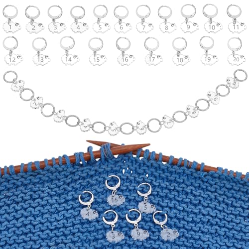 BENECREAT 21Pcs Sheep Stitch Markers, Clear...