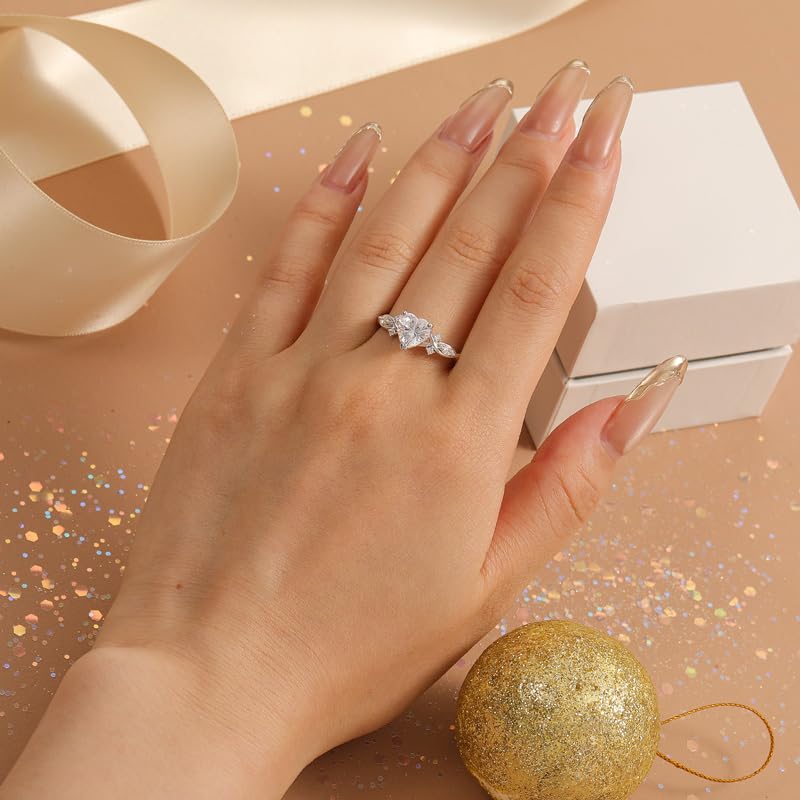 Image of Jeulia Moissanite Twig Ring for Women | Infinity Twist Heart Cut Promise Ring | 925 Sterling Silver Anniversary Wedding Gift for Her | Engagement Promise Band with Gift Box