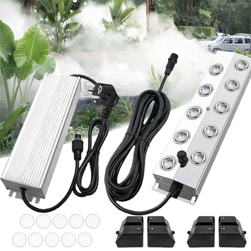 Brumisateur, Nébuliseur Ultrasonique 10 Têtes Avec 2 Bouées Humidificateur 7 L/H Alimentation 350W 10 Atomiseurs Rechange Brumisateur Alimentation étanche Pour...
