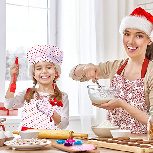 27 Pieces Halloween Kids Cooking Baking Chef Costume Set Include Red Polka Dot Aprons With Chef Hat Oven Mitt Pot Holder And Baking Tools For Kids Cooking And Baking Cosplay Dress Up #TOP3