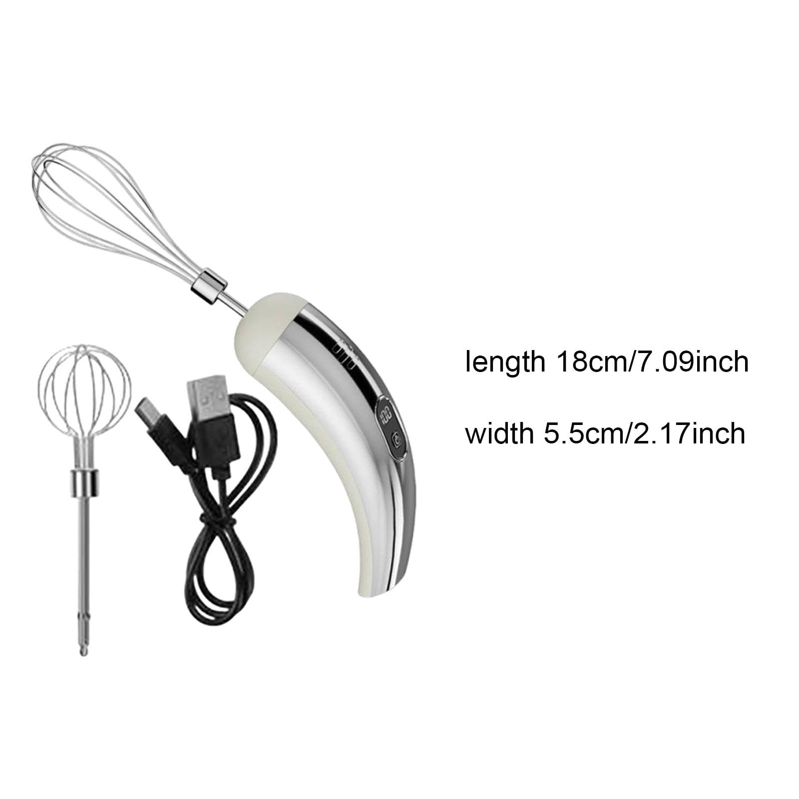 LOVIVER Batidora de Mano eléctrica inalámbrica con espumador de Leche, Multifuncional, con 5 velocidades Ajustables, Ideal para Hornear Pasteles y Preparar, Blanco Plateado