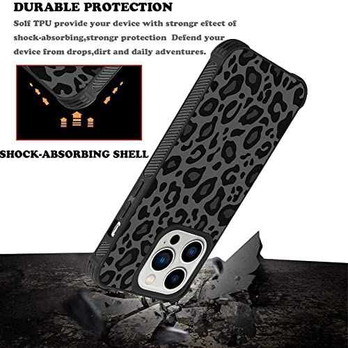 Image of KANGHAR Case Compatible with iPhone 14 Pro,Black Leopard Design | Tire Texture Non-Slip +Shockproof Rugged TPU Protective Case for iPhone 14 Pro 6.1 Inch (2022) Leopard Pattern