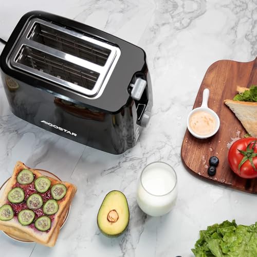 Aigostar Toaster,7 Einstellbare Bräunungsstufe + Auftau- & Aufwärmfunktion,2 Breite Toastschlitze,750W, Sandwichtoaster Schwarz 2