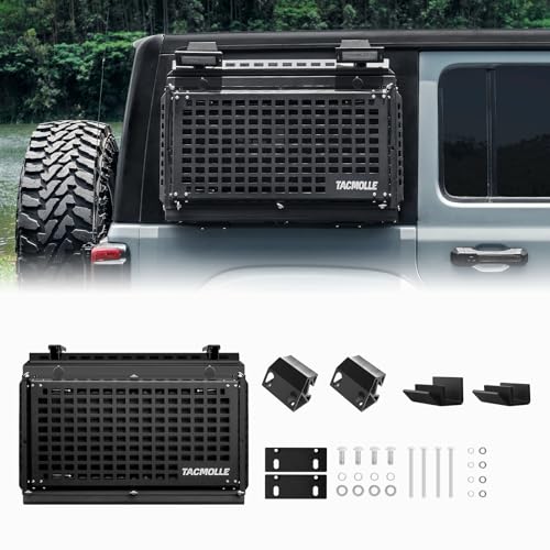 TACMOLLE Rear Side Window Storage Box, Tactical Modular Storage MOLLE Panel for Tools MOLLE Accessories, Rear Window Storage Panel Kit Storage Box with Lock Fits for Jeep Wrangler JL 2018-2024
