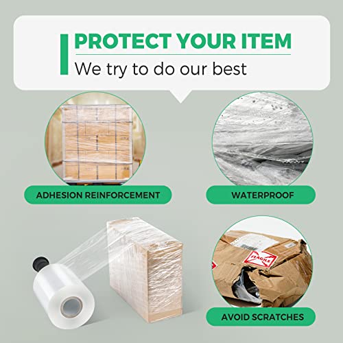 Cregear Stretch Wrap Film 6 Pack, Mini Clear Shrink Wrap (5"X1000Ft X80 Gauge) With 2 Reusable Handles, Industrial Stretch Plastic Wrap For Moving Wrapping Plastic Roll & Pallet Wrap,Total 6000 Ft #TOP3
