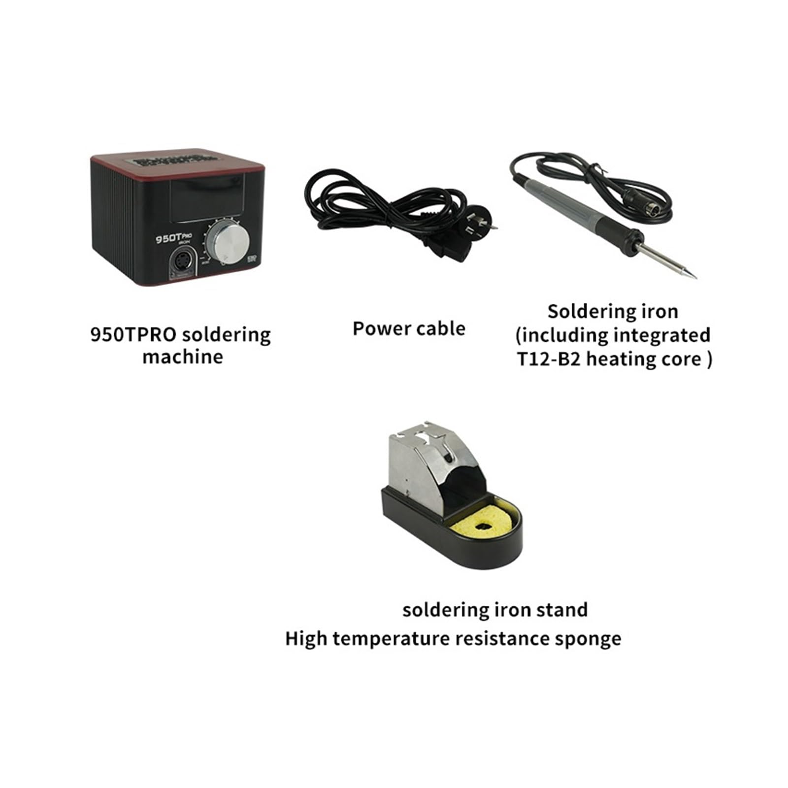 EDEDE Stazione Saldante, Stazione di Saldatura T12 Portatile 950T PRO Stazioni di Saldatura for Strumento di Saldatura Regolabile Antistatica A Temperatura Costante da 75W(Noir)