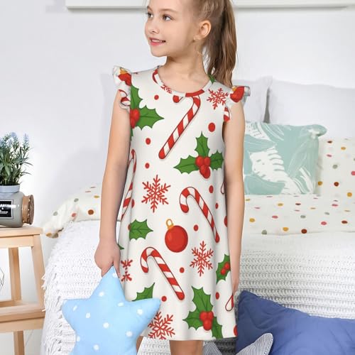 Augenstern Flutter Sleeve Nightgown Pajama Gown Christmas Snowflake Candy Cane Easy Pull-On Sleepwear Nightdress4