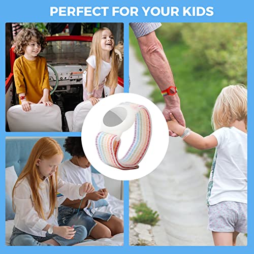 Image of AirTag Wristbands for Kids, TPU Holders with Nylon Straps, 2 Pack | 360 Full Coverage Protection, Lightweight Stretch Fit, Fits Toddlers to Seniors, AirTag Not Included