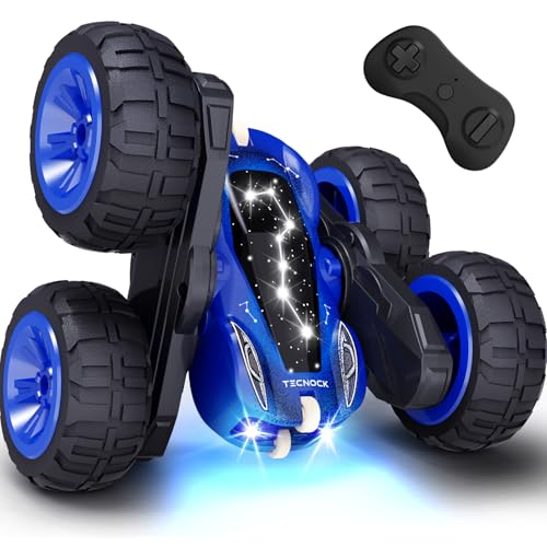 Tecnock Remote Control Car, 2.4GHz RC Cars with USB-C Easy Charging, 4WD Double Sided 360° Rotates and Flips RC Stunt Car, Toys Gift for Boys and Girls