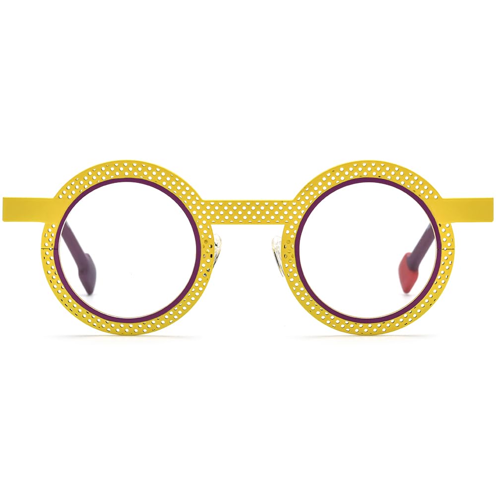 FONEX Colorful Pure Titanium Glasses Frame Women Retro Round Eyeglasses