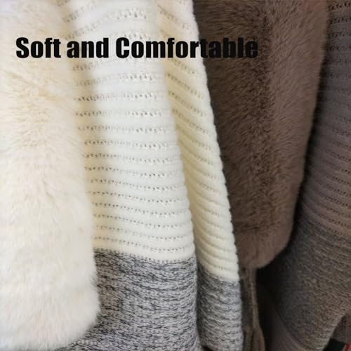 Knit Fringe Fur Collar Shawl, Knit Fringe Cape Shawl Fur Collar Cape, Ladies Knitted Loose Thickened Shawl3