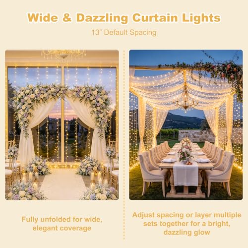 Image of JMEXSUSS 900 LED Curtain Lights, Outdoor String Lights Indoor, 9.5x29.5ft