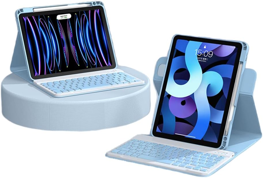 PboyiqiS360° Rotatable iPad 10th Generation Case with Keyboard 10.9 inch,iPad 10 2022 Keyboard Case with Magnetic Detachable Clear Back Shell with Pencil Holder (Sky Blue)