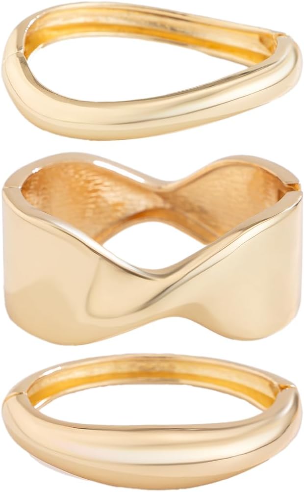 Gold Bangle Bracelets for Women Silver Plated Wide Wire Chunky Cuff Bracelets Trendy Hinged Cuff Open Wide Chunky Silver Bracelet Irregular Minimalist Bangle Jewelry