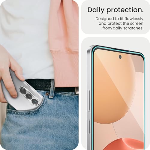 Image of FIRST MART Military-Grade Gorilla Tempered Glass Compatible with Realme P4x 5G (6.72 Inch) With 1 Set of Silver Rings & Installation Kit | Edge to Edge Coverage | Silver