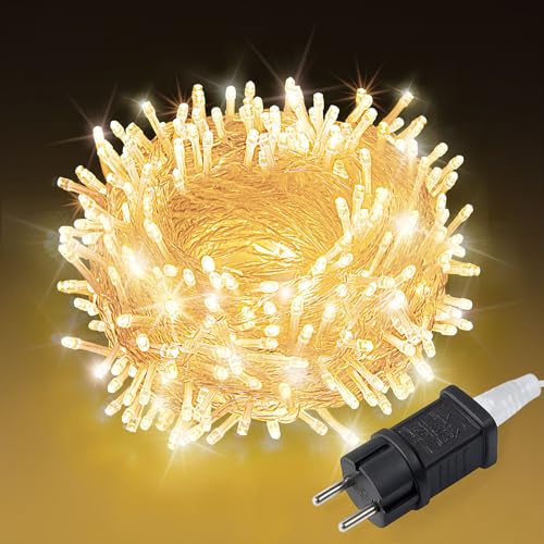 LEECOCO Lichterkette Außen 20m 200 LED, Warmweiß, 8 Modi, IP44...