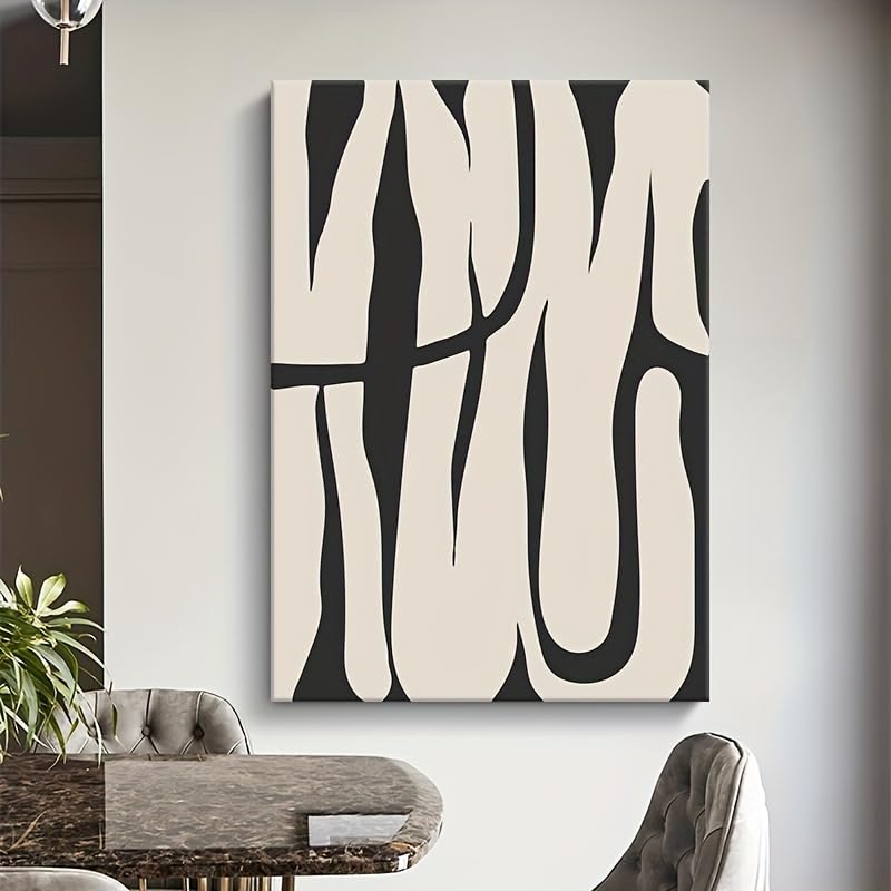 Affiche murale abstraite noir et blanc salon et bureau toile moderne 70x90cm