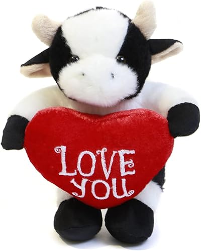 Plushland Animal de peluche con corazón rojo  Love You Juguete de animales de peluche para niños y adultos  Almohada de corazón bordada  8 pulgadas