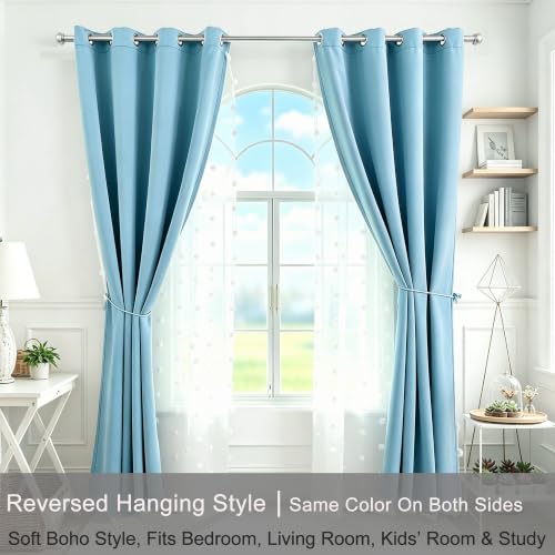 Image of Blue Room Darkening Curtains for Kids Nursery Bedroom 52x84 Inch