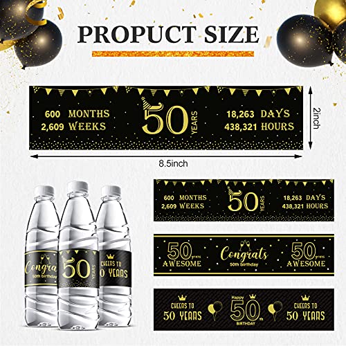 39 Pieces 50Th Decoration Labels Sticker Cheers To 50Th Water Bottle Labels Black And Gold Bottle Labels Congrats 50Th Birthday Party Supplies For 50Th Wedding Anniversary Party Celebration Decor #TOP1