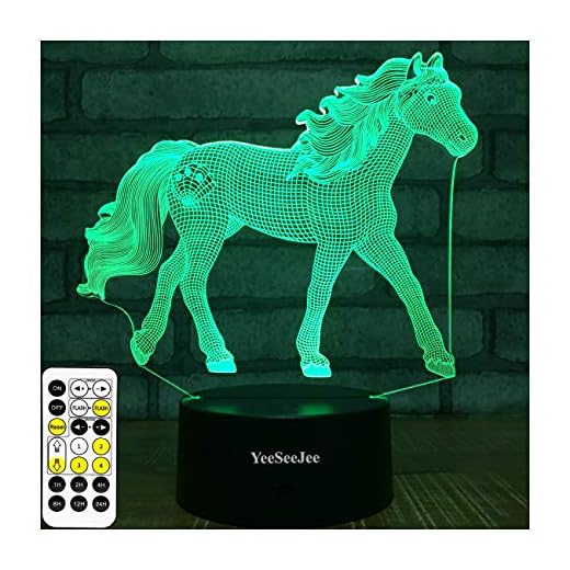 YeeSeeJee Horse Gifts for Girls,3D Night Light with 7 Colors Adjustable Timer Remote & Smart Touch Horse Toys Birthday Gifts for Girls Age 3 4 5 6 7 8 9 10 11 12 Year Old Girl Gifts (Horse 7CB)