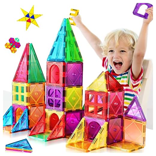 Toys for 3 4 5 6 7 8+Year Old Boys Girls Colorful Magnetic Tiles for Kids Ages 4-8 Upgrade STEM Educational Creativity Stacking Magnetic Building Blocks Set for Toddlers Child Ages 3-5 Birthday Gifts