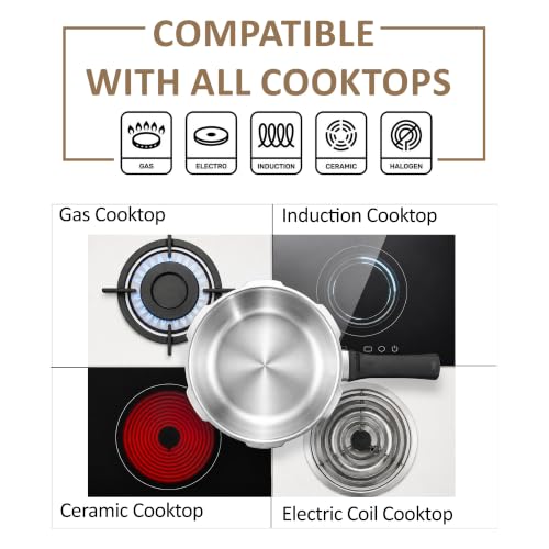 Image of SOLARA Triply Outer Lid Pressure Pan 2 Litre | 3-Ply Stainless Steel | Induction & Gas Compatible | Uniform Heat Distribution | ISI Certified | Silver