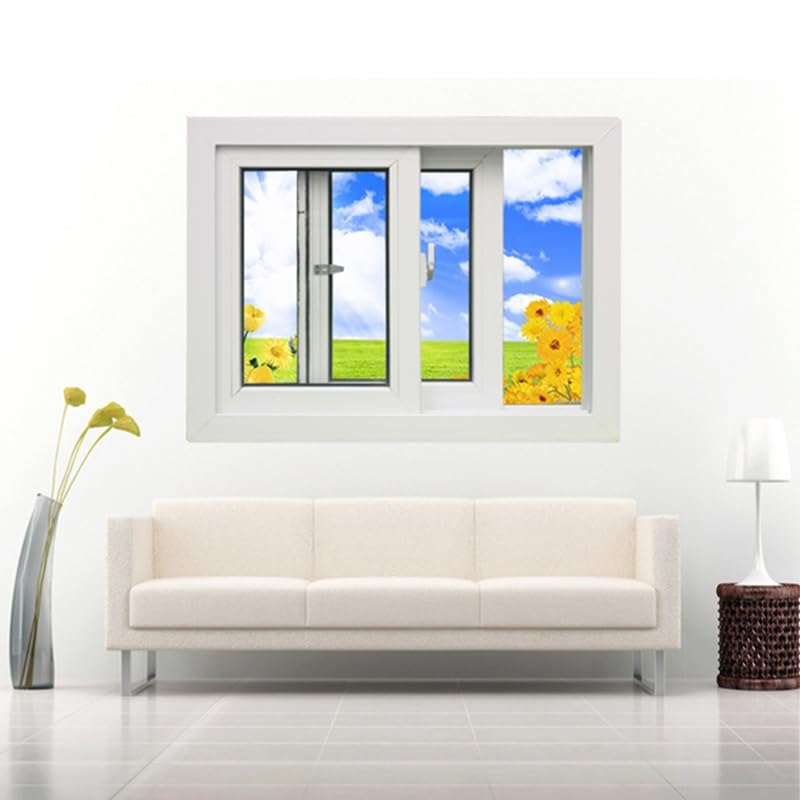 Reemplazo Ventana De Ventilación Horizontal Deslizante Ventana Empotrada Marco Aluminio Ventana Vidrio Templado Transparente para Apartamento Oficina(Blanco,60x40CM)