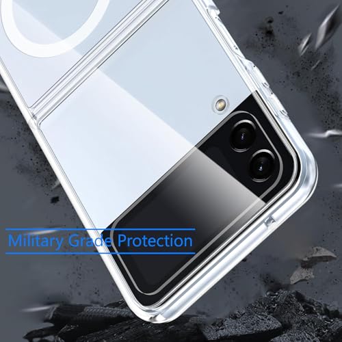 Image of NISHTECH Silicone for Samsung Galaxy Z Flip 3 5G Magnetic Transparent Case | Shock Proof Design & Camera Protection | Magsafe Wireless Charging Case | Sleek Hard Crystal Cover - Clear Back