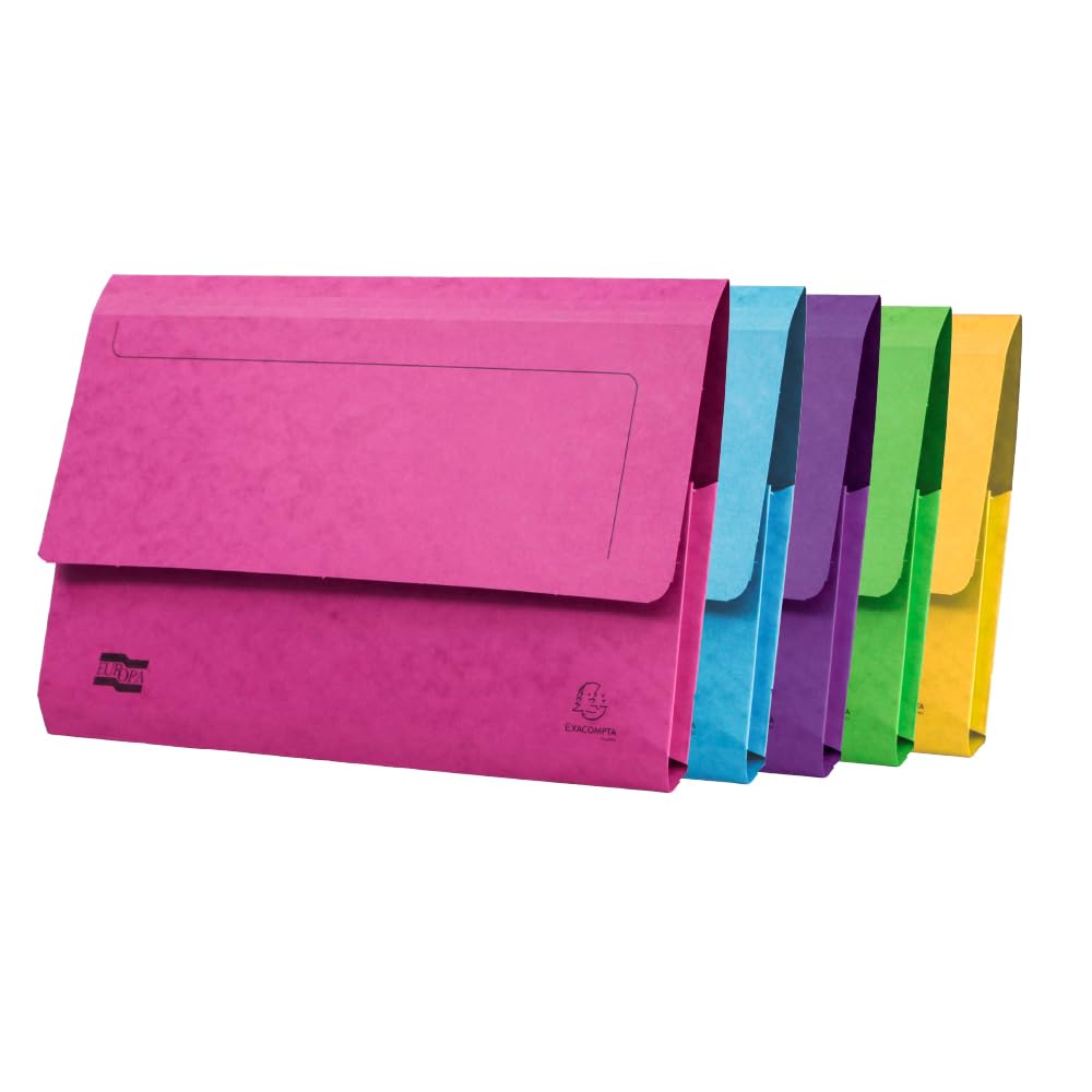 Exacompta Europa Document Wallet A4, Foolscap Mottled Pressboard 265 Gsm 35.9 (W) X 0.3 (D) X 45 (H) Cm Assorted Pack Of 25