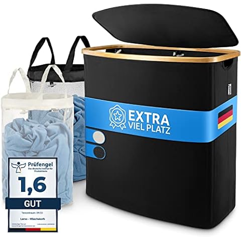 Leroo Wäschekorb mit Deckel Wäschekorb schwarz Cover