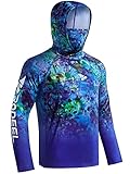 Rodeel UPF 50+ Men’s Long Sleeve Performance Fishing Hiking Shirt with Mask UV Neck Gaiter Hoodie
