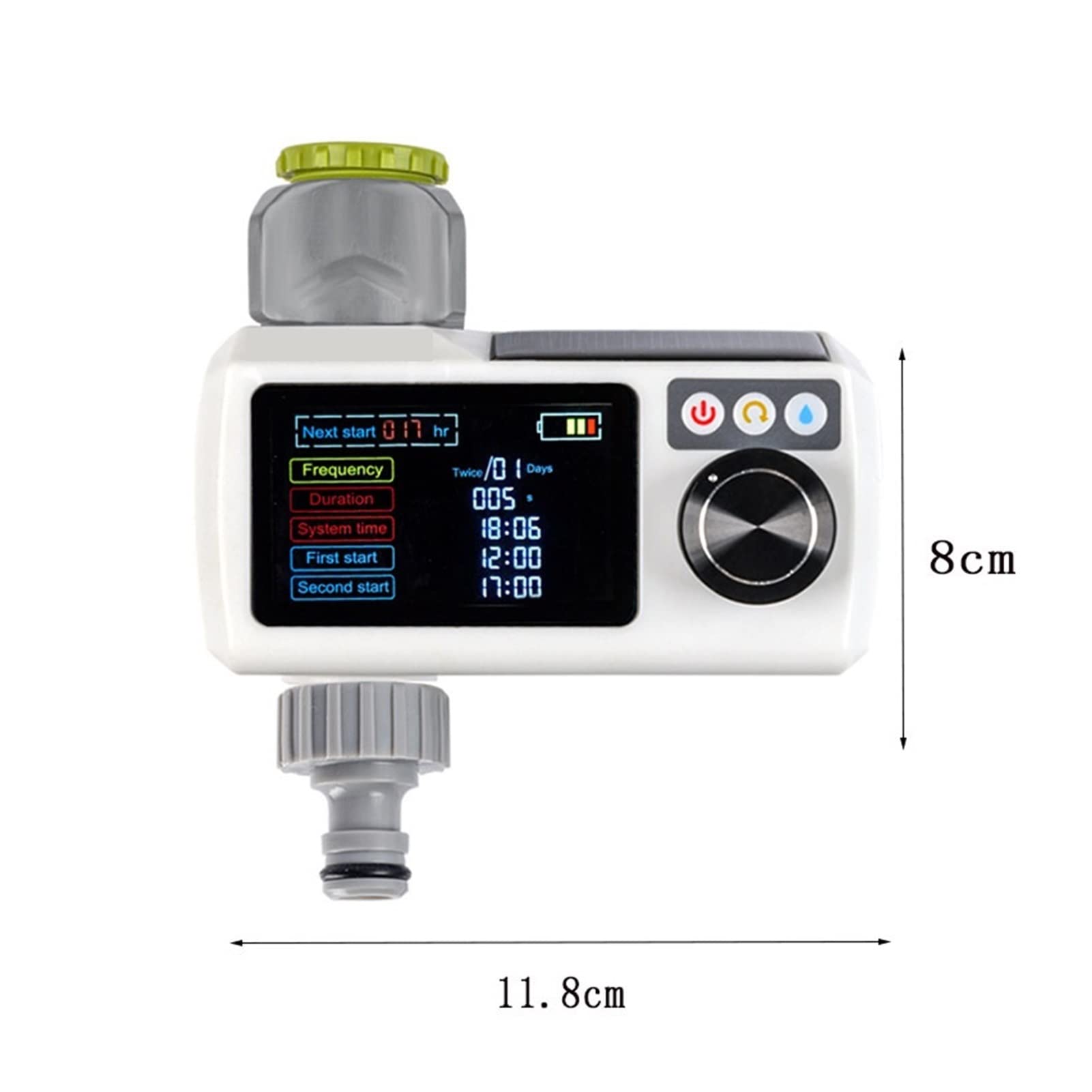 Sistema de riego por goteo impermeable Lcd Pantalla de energía solar Carga de dispositivos de riego automático Garden Home Intelligent Sprokler(Yellow)