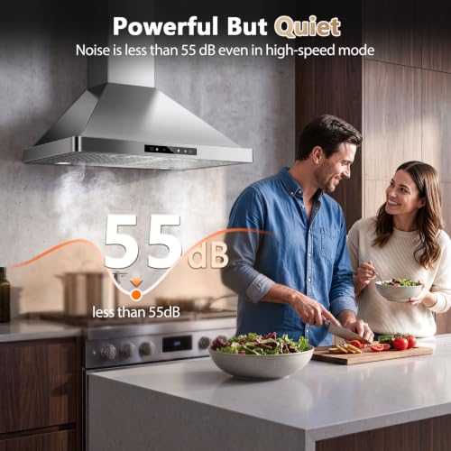 Image of Wall Mount Range Hood 30 inch, 900 CFM Stainless Steel Kitchen Hood