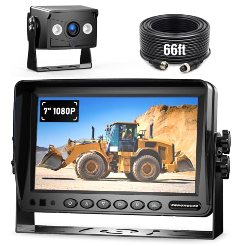 Image of ZEROXCLUB 7 inch 1080P Wired Rear View Backup Camera System, Dual Split Screen IP69K Waterproof Reverse Camera, Vibration-Proof 10G for Tractor, Truck, Trailer, Combine, Heavy Equipment, BH701