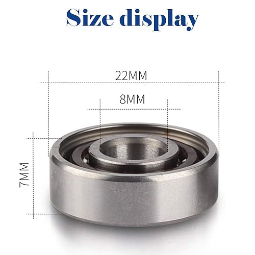 Miniatura 2 de 20 unidades x 608 RS ABEC 9 rodamiento de bolas de acero con rodamiento de cromo de alto carbono, 0.315 in x 0.866 in x 0.276 in para patinetas,