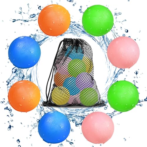 Balões de água reutilizáveis, 8 peças bolas de água recarregáveis selantes de enchimento rápido para crianças e adultos, brinquedos de verão adequados para exteriores, piscina, praia e festas aquáticas