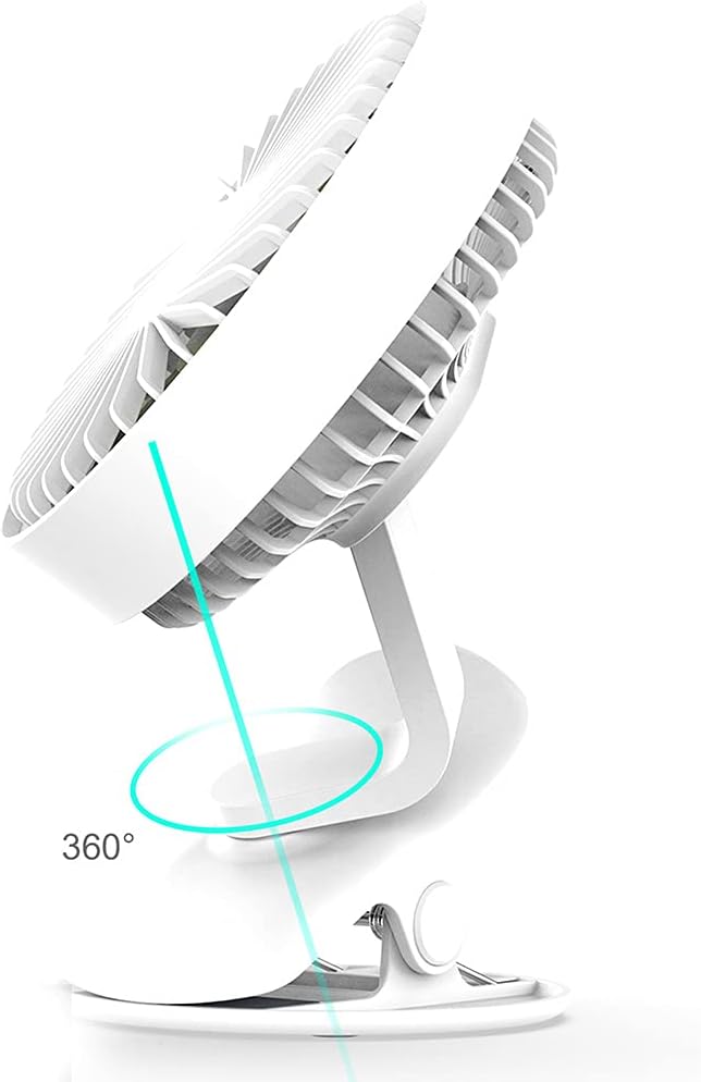 USB Desktop Fan with LED Warm Lamp Small Table Clip Adjustable for Head 360°Rotatable for Home O