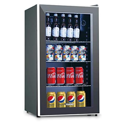 KUPPET 120-Can Beverage Cooler and Refrigerator, Small Mini Fridge for Home, Office or Bar with Glass Door, Perfect for Soda Beer or Wine, Black&Stainless Steel, 3.1 Cu.Ft Cover